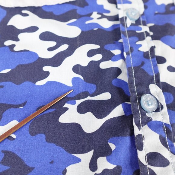 Enyce A Sean Combs Co. Blue Camo Shirt Men's Large Collared Button Up - Picture 11 of 11